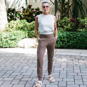 Buddha Pants Big Sur Jogger Pants Walnut Elastic Waist Pockets Womens Size Large